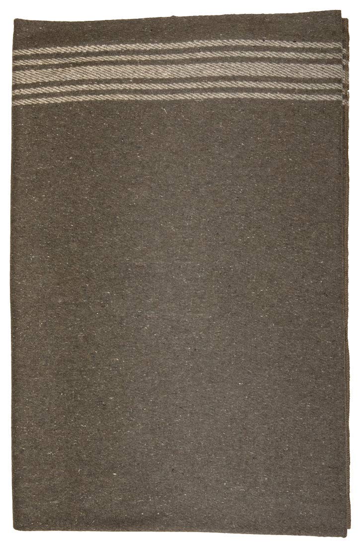 Farm Blue Wool Blanket Military Style - Thick & Lightweight Army Camping Blankets 80"x62" - Large Camp Survival Blankets - Car, Hiking, Backpacking & Festivals (French Olive with a Light Tan Stripe) - Image 4